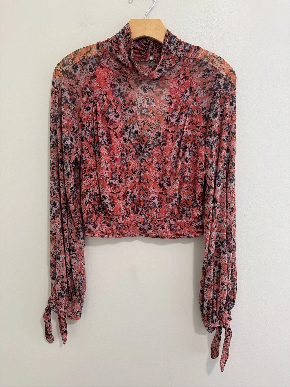 Free People Poppy Floral Mesh Blouse
